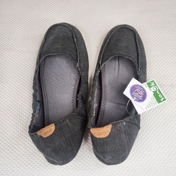 New Sanuk Elle V Eight Charcoal Gray Shoes Flats Womens Size 6 - Picture 3 of 4